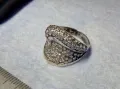 РАЗКОШЕН СКЪПОЦЕНЕН СРЕБЪРЕН ПРЪСТЕН СРЕБРО 925 ОБСИПАН с ИСКРЯЩИ ЮВЕЛИРНО ФАСЕТИРАНИ ЦИРКОНИ 41780, снимка 1
