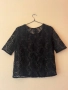Черна дантелена блуза тип тениска S размер на марката Mango 🖤, снимка 6