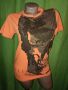 Philipp Plein S-Неоновооранжева тениска с камъчета, снимка 1 - Тениски - 46016552