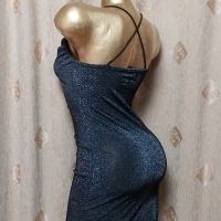 S Черна къса брокатена рокля , снимка 4 - Рокли - 45924775