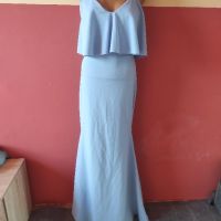 Официална рокля тип русалка в бебешко синьо, снимка 1 - Рокли - 45405083