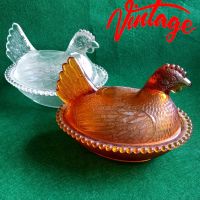 Стъклена Кокошка върху гнездо, снимка 1 - Антикварни и старинни предмети - 45284739
