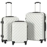 vidaXL Комплект твърди куфари с колелца, 3 бр, светлосребристи, ABS(SKU:91887, снимка 1 - Други стоки за дома - 45156861