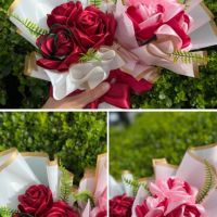 Букет от сатенени рози, снимка 2 - Изкуствени цветя - 45530743