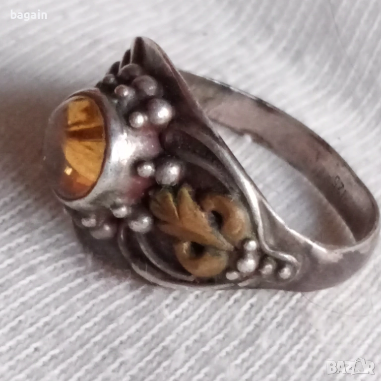 Уникален сребърен пръстен с кабошон., снимка 1