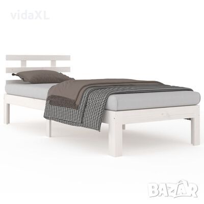 vidaXL Рамка за легло, бяла, бор масив, 90x190 см, Single（SKU:814720, снимка 1