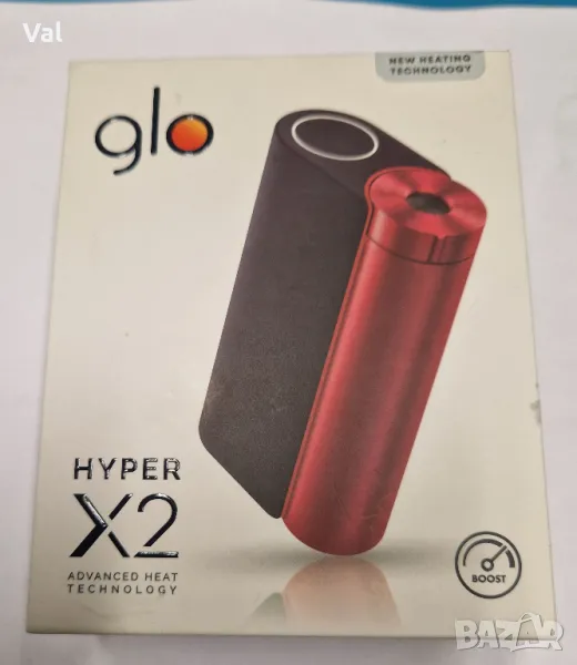 GLO HYPER X2 - Електронно устройство за нагряване  BLACK/RED (A5), снимка 1