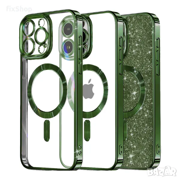 Калъф fixGuard - Luxury Glitter MagSafe - iPhone 16 Pro Max - Deep Green, снимка 1