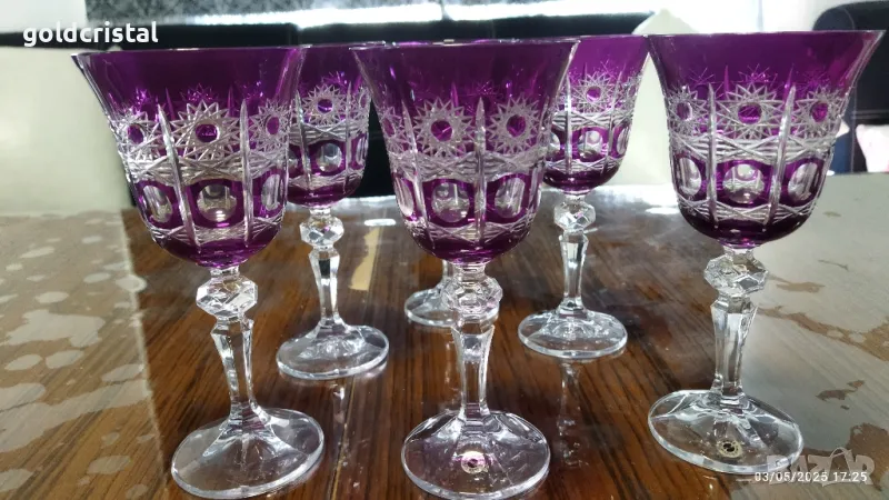 кристални чаши цветен лилав кристал , снимка 1