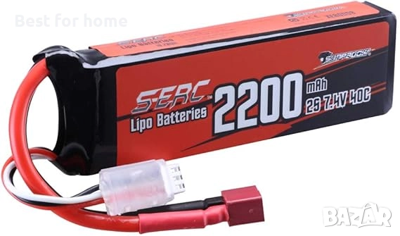 SUNPADOW 7.4V 2S Lipo батерия 40C 2200mAh  за RC превозни средства, снимка 1