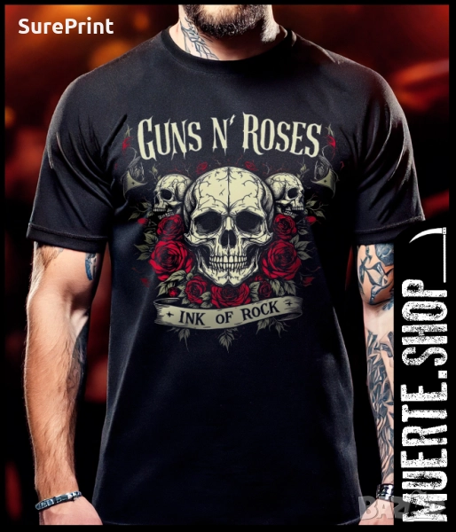 Черна тениска с щампа GUNS N ROSES INK OF ROCK, снимка 1