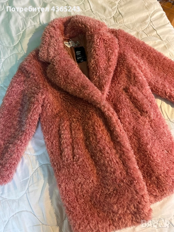 Дамско розово пухено палто НОВО С Етикет! Размер XS, снимка 1