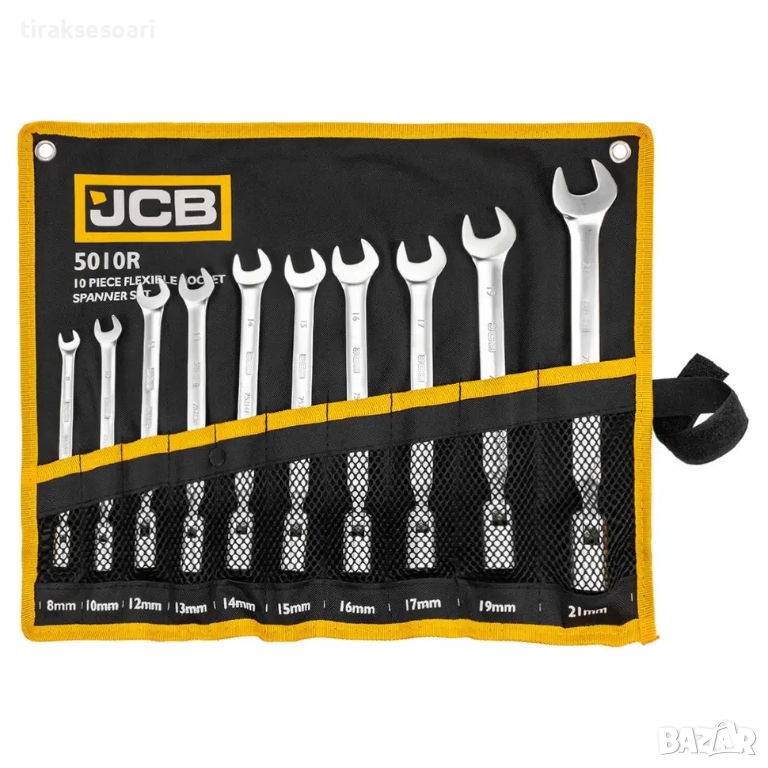 Комплект глухи звездогаечни ключове JCB 5010R – 10 части, 8–21 мм, Cr-V стомана, снимка 1