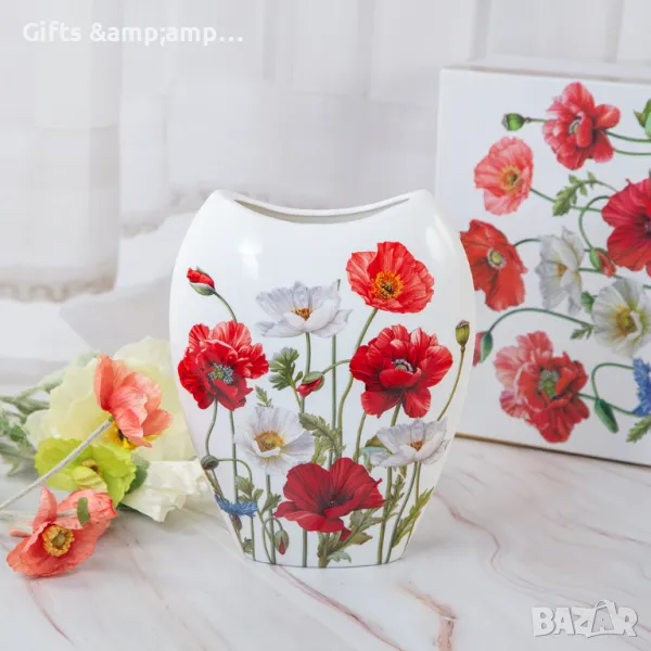 Порцеланова ваза с Мак - три размера, снимка 1