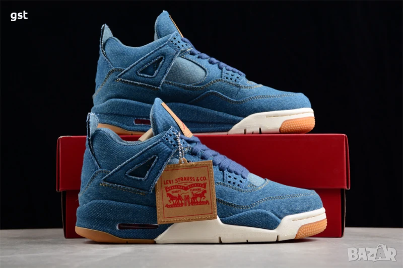 Уникални Редки Levi’s x Air Jordan 4 Denim дизайнерски Маратонки Кецове , снимка 1