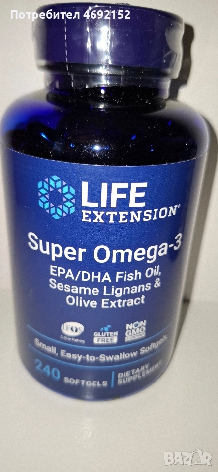 Super Omega-3 EPA/DHA със сусамови лигнани и екстракт от маслина, Life Extension, 240 капсули, снимка 1