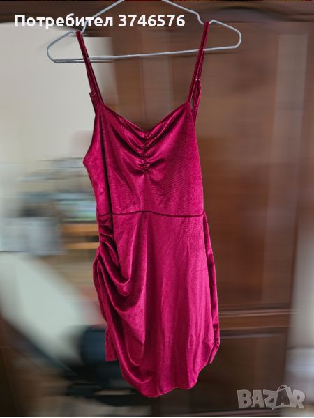 Плюшена рокля бордо, снимка 1