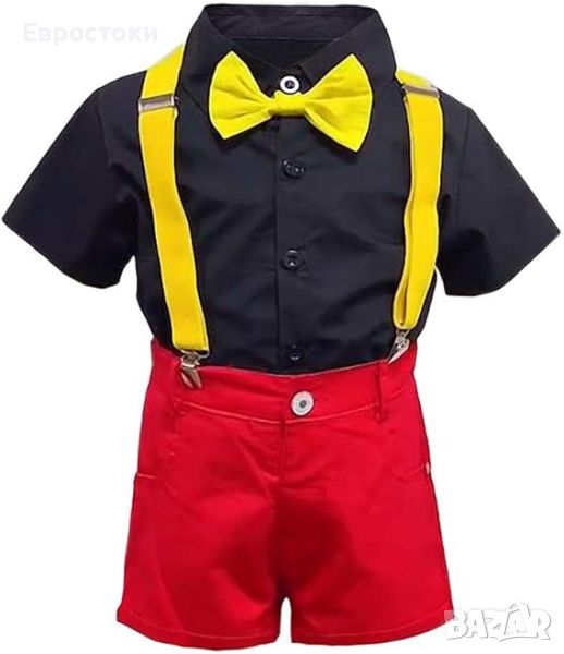 Елегантен бебешки костюм на Мики Маус за Хелоуин  за момчета. Комплект с миши уши,  ръкавици , снимка 1
