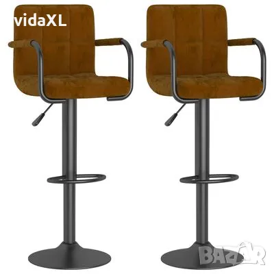 vidaXL Бар табуретки, 2 бр, кафяви, кадифе(SKU:334657), снимка 1