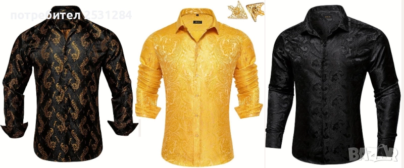 Нова мъжка елегантна жълта риза , черна риза, размер  М/Л , размер M/L, снимка 1