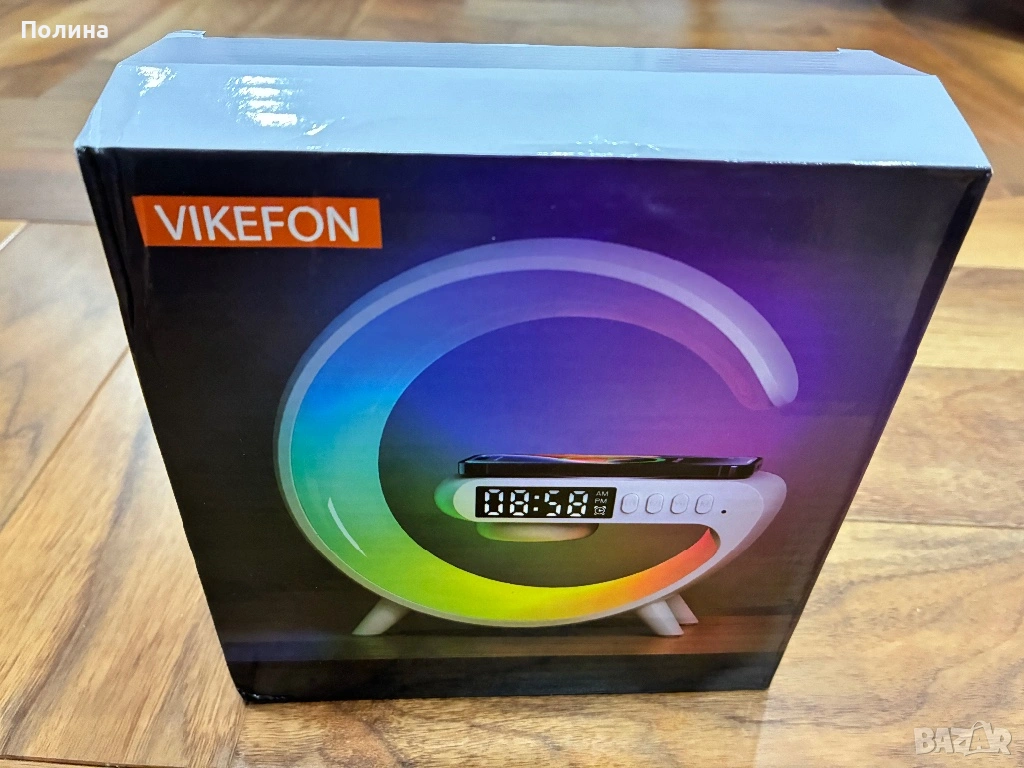 НОВО Безжично Зарядно-Нощна Лампа-Часовник-Bluetooth, снимка 1