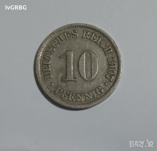 10 пфениг 1907 Германия 10 пфеннига 1907 Германия Немска монета , снимка 1