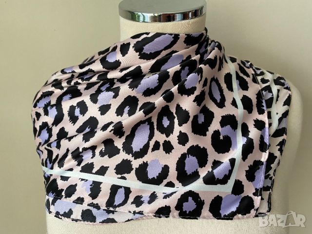 Леопардов шал/ кърпа за глава в розово и лилаво, снимка 4 - Шалове - 44773161