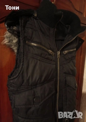 SISTER'S POINT Оригинал Нова Дамска Зимна Грейка с Качулка с Пух XS , снимка 2 - Якета - 53435015