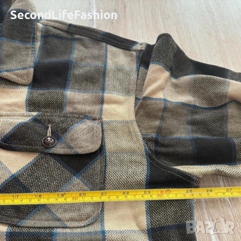 Мъжка карирана риза с цип, винтидж, G-Star Raw, вълна и акрил размер L, снимка 2 - Ризи - 53047077