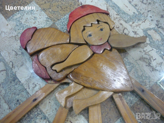 Стара, дървена закачалка, снимка 3 - Антикварни и старинни предмети - 53933713