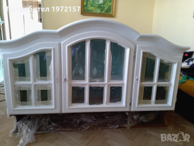 Продавам ретро шкаф с витрина (цена по договаряне), снимка 3 - Шкафове - 54010449