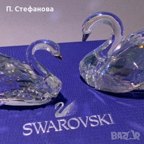 Swarovski комплект лебеди от бял прозрачен кристал
