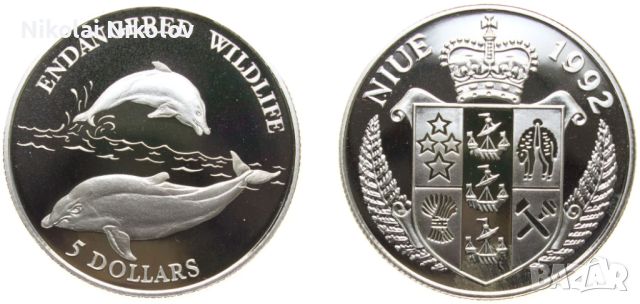 5 долара острови Ниуе 1992 г. (сребро), снимка 1 - Нумизматика и бонистика - 45780393
