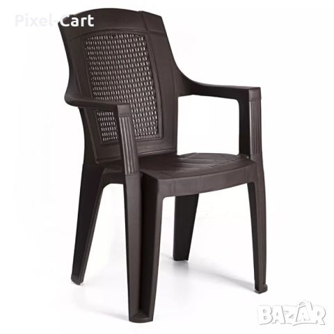 Градински стол с плътен гръб - кафяв, снимка 1 - Столове - 46389640
