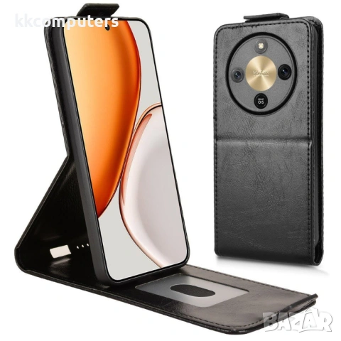 Калъф Портфейл за Honor Magic8 Lite - Вертикален Флип, Кожен PU, с Джоб за Карти и Стенд, Магнитно З, снимка 4 - Калъфи, кейсове - 53174914