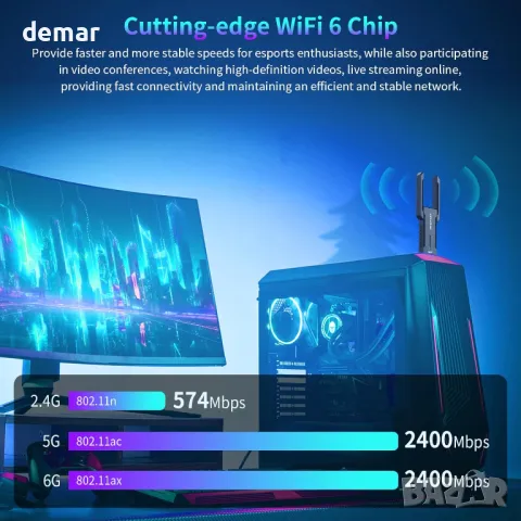 NEWFAST 5400Mbps WiFi Dongle Трибандов USB 3.0 WiFi 6E адаптер, MU-MIMO, WPA3, снимка 4 - Друга електроника - 46835795