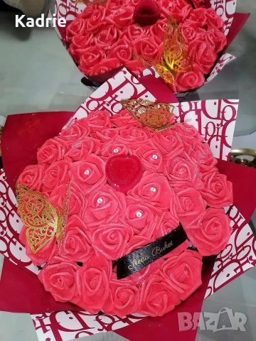 вечен букет с кутия за пръстен, снимка 2 - Подаръци за жени - 53690999