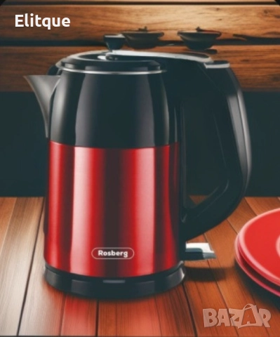 Електрическа кана Rosberg, 1500W, 1.8л., Корпус неръжд. стомана, Червен и черен, 2 ГОДИНИ ГАРАНЦИЯ, снимка 2 - Друга електроника - 52888930