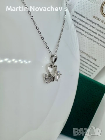 Сребърно колие с мойсанит (Диамант) 1 карат, снимка 6 - Колиета, медальони, синджири - 51370958