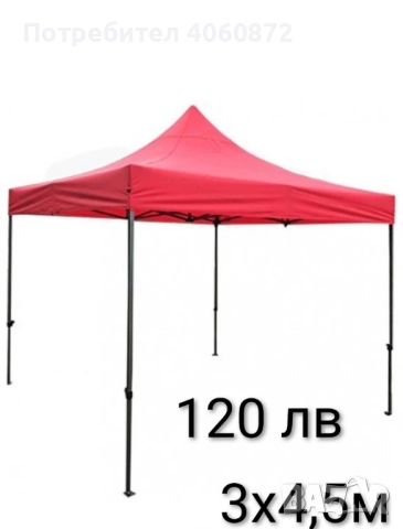 Сгъваема градинска шатра, снимка 3 - Градински мебели, декорация  - 51726163