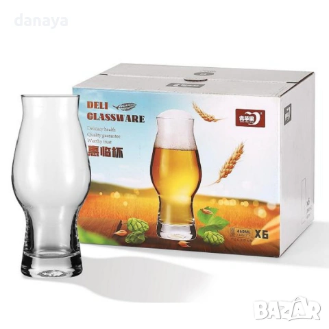 6324 Елегантни стъклени чаши за бира или коктейли, 6 броя