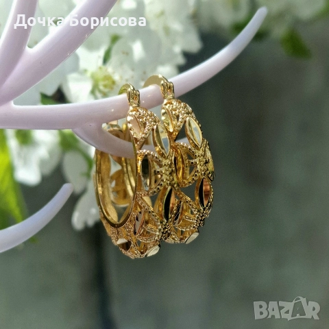 Обеци - Oriental Lace Hoops медицинска стомана 18к позлата 