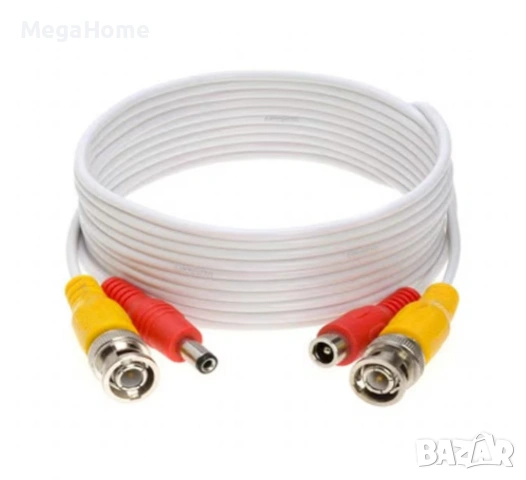 Кабел за видеонаблюдение, видео сигнал + захранване, с конектори, BNC кабел, снимка 5 - Други - 53290758