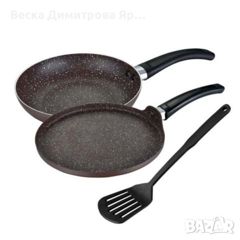 Тигани комплект NEW с шпатула 26х4.5cm, 26х1.6ст, шоколад, снимка 3 - Други - 46797780