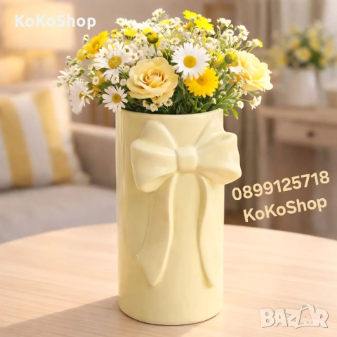 Керамична ваза с панделка - стилна декорация