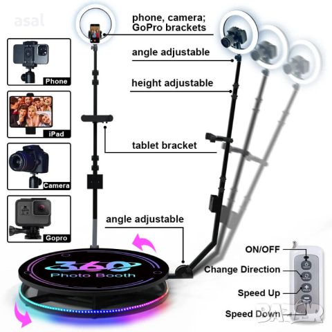 360-градусова Фото Видео Будка, снимка 2 - Светкавици, студийно осветление - 45323069