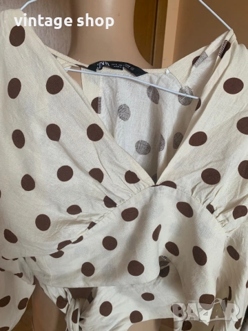 Дамска блуза Zara с десен точки, размер М/L, снимка 5 - Блузи с дълъг ръкав и пуловери - 53990653