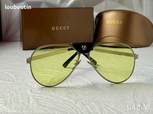Gucci 2024 мъжки слънчеви очила авиатор с кожа 5 цвята, снимка 9 - Слънчеви и диоптрични очила - 45484592