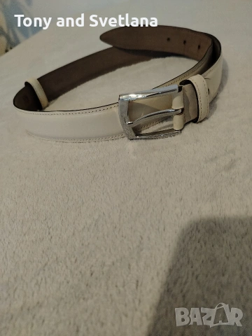 Мъжки колан- кожен TEODOR, цвят - светлобежов