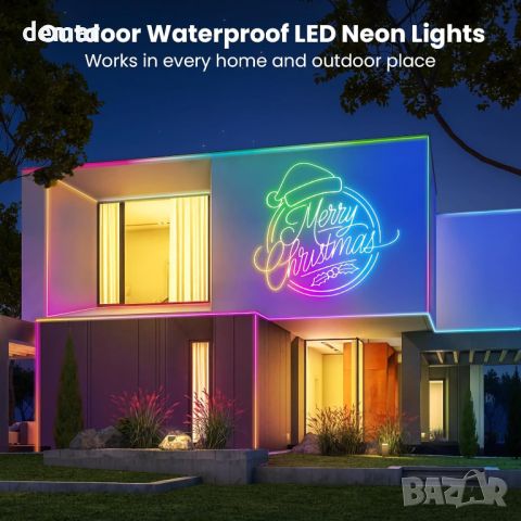 MIWATT Неонови LED лентови светлини за вътрешна декорация, синхронизиране на музика, 5M, RGB, снимка 4 - Лед осветление - 45301673